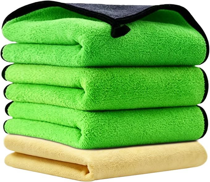 4PCS Microfiber Cleaning Cloth - Premium Microfiber Towels & Chamois Cloth