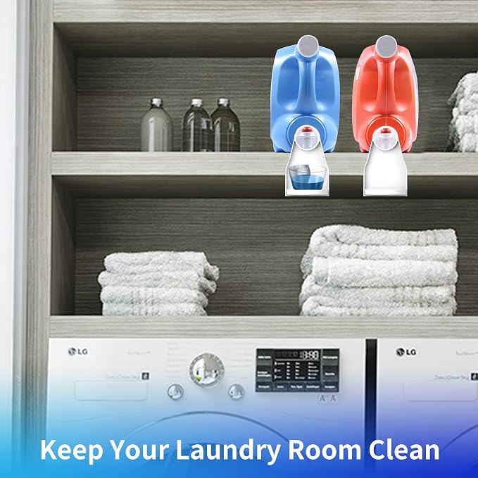 (2 Pack) Laundry Detergent Cup Holder Drip Catcher Organizer Clip Tight on Laundry Bottle Spouts, No More Leaks or Mess with Detergent and Fabric Softener in Laundry Room