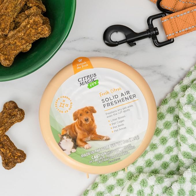 Citrus Magic Pet Solid Air Fresheners, Fresh Citrus, 8 Ounce, Pack of 3 | Odor Absorbing, Passive Diffusion, Odor Elimination Up to 6-8 Weeks Each, Ideal for Dog & Cat Areas and Litter Boxes
