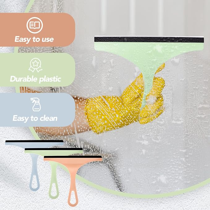 Yinder 21 Pcs Small Squeegee for Shower Glass Door 8.7" Silicone Shower Glass Window Cleaner Bathroom Squeegee for Car Windshield Window Mirror Art Class Group Craft(Colorful)
