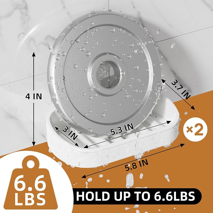 LEVERLOC Soap Holder, Soap Dish for Shower, Suction Cup Bar Soap Holder | 2 Set Soap Bar Holder for Shower, Wall Mounted Self Draining, NO Drill Sponge Holder for Bathroom, Bathtub Kitchen Sink