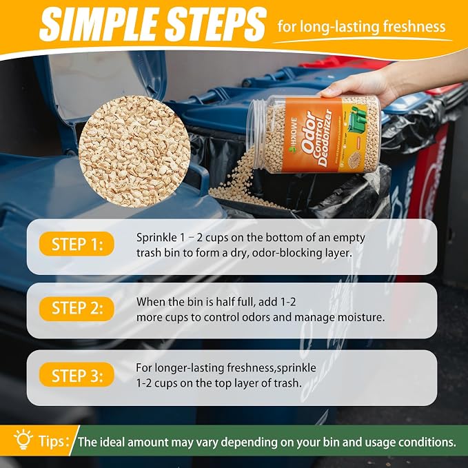 2.6lbs Trash Can Deodorizer, Garbage Odor Eliminator & Trash Odor Neutralizer, Long-Lasting Garbage Deodorizer for Indoor & Outdoor Dumpsters and Recycling Bins, Helps Keep Trash Bins Fresh & Clean