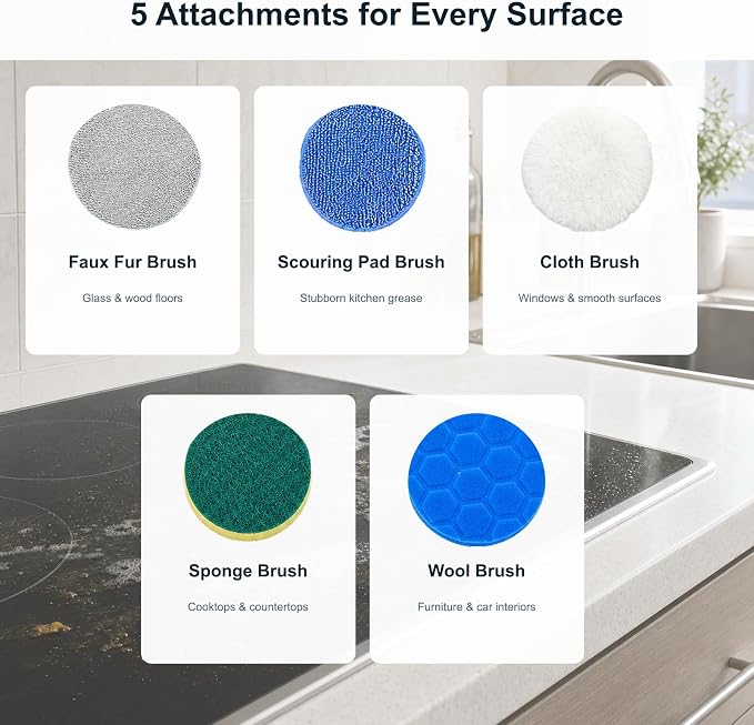 Electric Spin Scrubber, Cordless Cleaning Brush Scrubber with 9 Replaceable Brush Heads-3 Adjustable Size, 2 Speeds for Bathroom Bathtub Kitchen Tile Floors