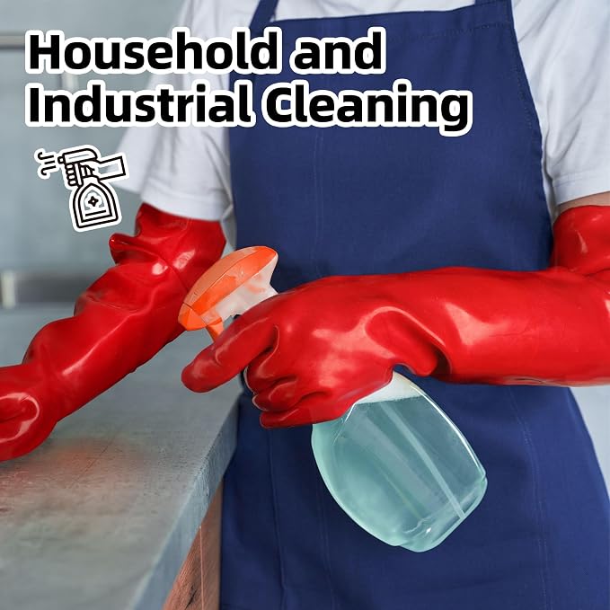 Schwer 23.5" PVC Chemical Resistant Gloves, Heavy Duty Waterproof Work Gloves Resist 212°F Boiling Water, Steam, Acid, Alkali & Oil, Long Glove for Cleaning, Dishwashing and Industrial Work, PR611
