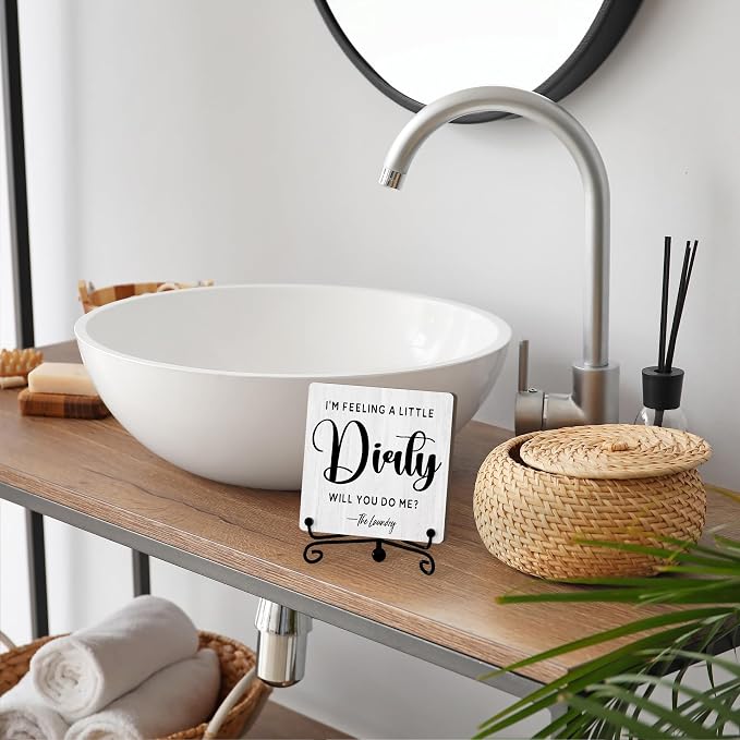 Laundry Room Sign, Washing Room Desk Decor, Feeling A Little Dirty Sign, Farmhouse Shelf Decor, 08