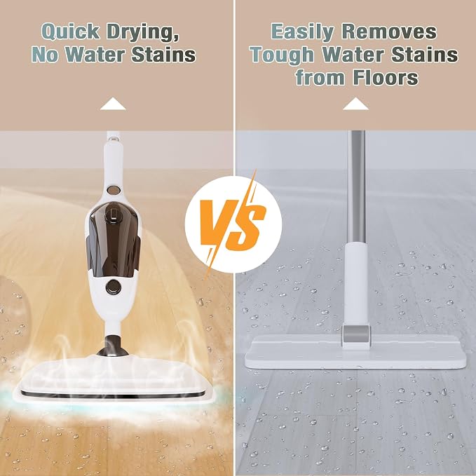 11-in-1 Steam Mop, Powerful Handheld Steam Cleaner for Home with 23FT Cord | MultiPurpose Steam Mop with 15.2 OZ Water Tank, 3 Steam Modes for Hardwood Floors, Clothes, Tile, Windows, Carpet