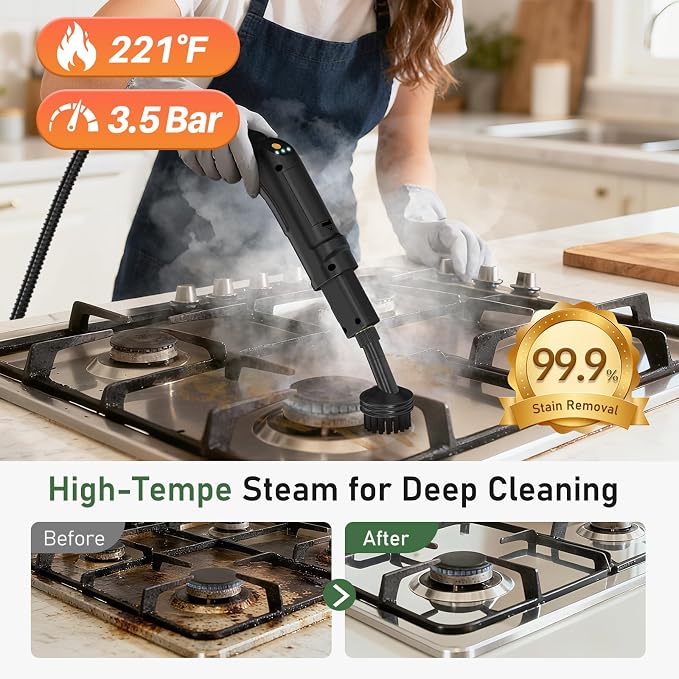 14 IN 1 Steam Cleaner Mop, Handheld Steamer Cleaning for Home,1.6L Tank | 2500W High pressure steam cleaner for car tile grout floor all surface cleaning,15S Fast heat-up,27PCS Accessories