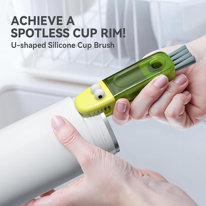 3 in 1 Cup Lid Gap Cleaning Brush Set, Multifunctional Bottle Cleaning Brush, Silicone Cup Lid Gap Cleaner, Home Kitchen Crevice Cleaning Tools (Multicolored-3PCS)