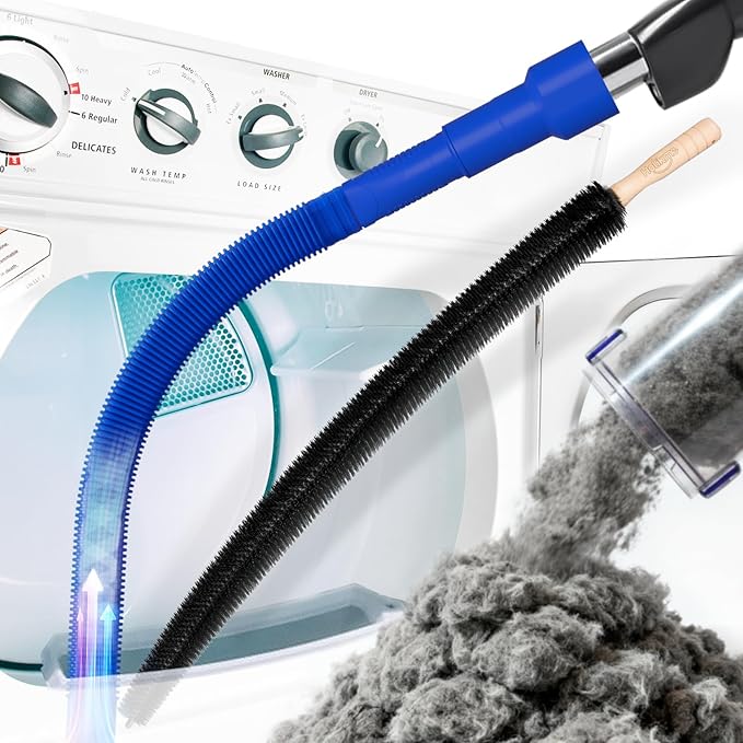 Holikme Dryer Vent Cleaner Kit 2Pack - Lint Vacuum Attachment & Brush | Deep Blue Dryer Vent Vacuum Hose Attachment & Brush Reach Deep Traps - Remove Hidden Lint, Speed Drying & Reduce Fire Risk