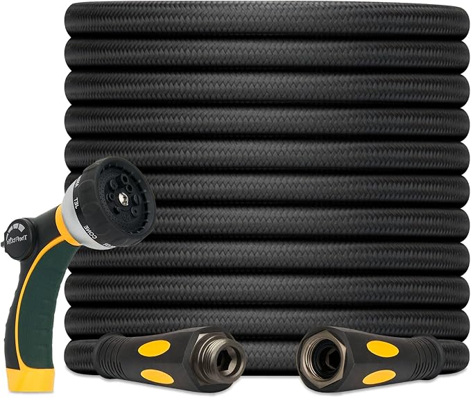 TheFitLife 100 FT Garden Hose, Heavy Duty, Lightweight, No Kink, Flexible | 100ft Long Non-Expandable Water Hose Pipe with Nozzle, Outdoor Full Property Coverage without Compromise, 1/2 ID x 100 Feet