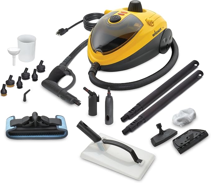 Wagner Spraytech 915e Multipurpose Steam Cleaner, 18 Accessories | On-demand steamer includes 18 accessories for floors, household surfaces and wallpaper removal.