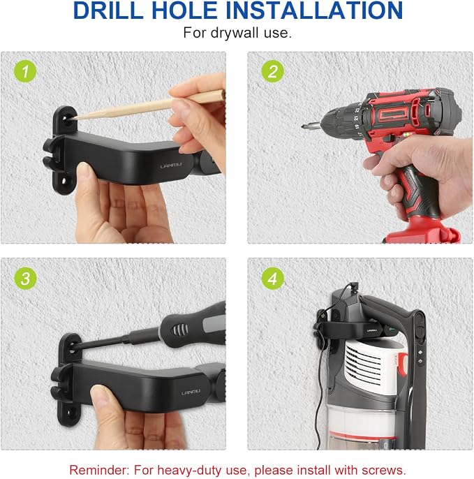 LANMU Wall Mount Holder Compatible with Shark IX141 IX141AMZ IZ462H IZ682H IZ377H IZ376H IZ387H Pet Cordless Stick Vacuum and Handheld Vac CH951 CH950, wiht Cable Organizer Clip