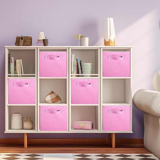 ShellKingdom Storage Bins, Foldable Fabric Storage Cubes And Cloth Storage | Storage Organizer For Closet And Toys, 10.5x10.5x11 INCH, 6 Pack (Pink)