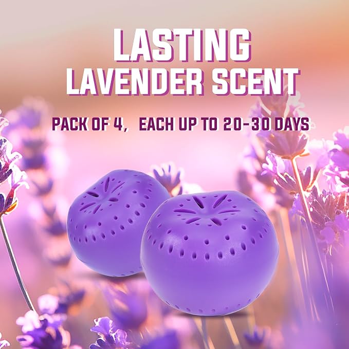 4 Pack Baking Soda Deodorizers, Lavender Scent Shoe Deodorizer Balls | Air Freshener for Home, Odor Eliminator for Closets Bathroom Pets, Up to 80 Days
