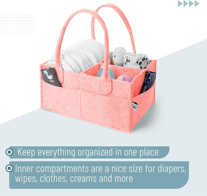Mr. Pen- Baby Diaper Caddy Organizer, 2 Pack, Pink | Nursery Storage Bin and Car Organizer for Diapers and Baby Wipes