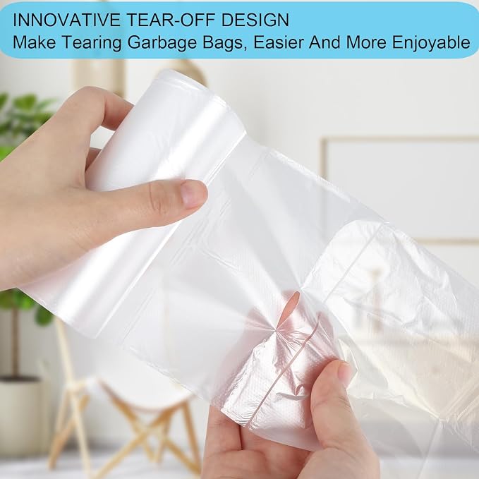 3 Gallon Small Clear Bathroom Trash Bags, 100 Counts | Office Wastebasket Liners Garbage Bags for Restroom, Home Bins