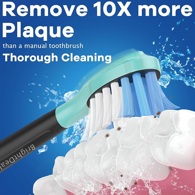 BrightDeal Replacement Heads for Philips Sonicare ProtectiveClean 4100 5100 6100 DiamondClean 9500 ExpertClean 7500 FlexCare HealthyWhite Electric Sonic Toothbrush C3 G3 W3 C2 G2, White&Black, 6 Pack