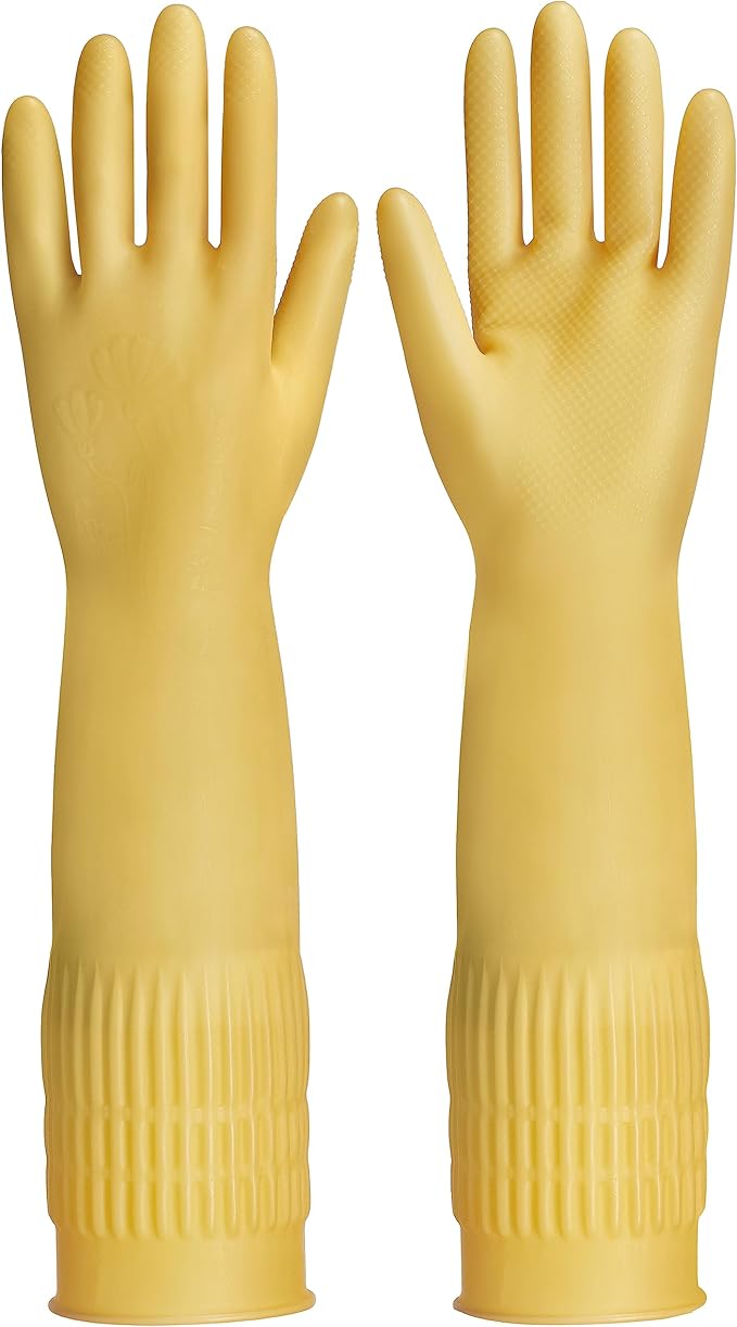Rubber gloves on dishwashing cleaning 3 or 6 Pairs,Kitchen dish gloves,Reuseable.