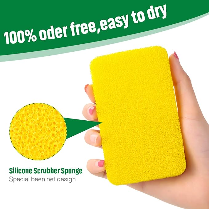 Patelai 10 Pcs Silicone Sponge for Dishes, Kitchen Silicone Dish Scrubber | Reusable Scrubbing Sponge, Non Scratch Surface, Dishwasher Safe, Multicolor Set