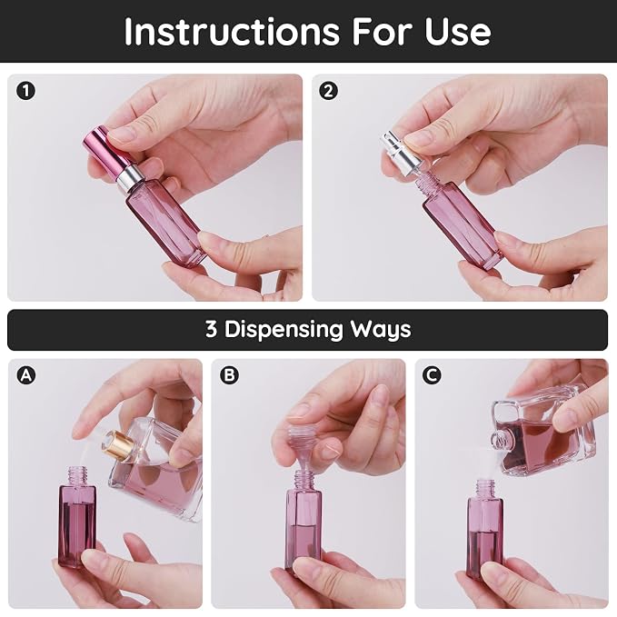 Segbeauty 5pcs 10ML Perfume Travel Refillable, Mini Cologne Perfume Bottles Empty, Portable Atomizer Sprayer for Perfume Travel Size Spray Bottle Pocket Glass Spray Bottles Toiletries Sample Dispenser