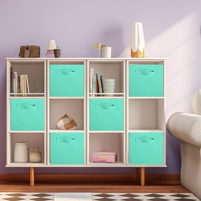 ShellKingdom Storage Bins, Foldable Fabric Storage Cubes And Cloth Storage | Storage Organizer For Closet And Toys, 10.5x10.5x11 INCH, 6 Pack (Mint Green)
