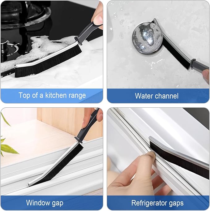 Crevice Cleaning Brush Hand-held Crevice Cleaning Tool, Gap Cleaning Brush, Crevice Cleaning Tool, Small Crevice Cleaning Brush for Kitchen Bathroom Tiles Window Track Cleaning Brush (2 Pack)