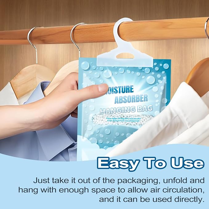 20 Pack Hanging Closet Dehumidifier Bags Moisture Absorbers for Cars | Fragrance Free Leakproof Moisture Absorbing Bags for Closet, Bathroom Basement RV, Eliminates Odors for Fresher, Cleaner Air