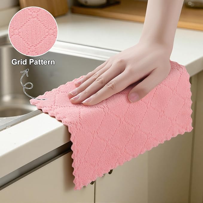 Homaxy Super Soft Absorbent 18 Pack Coral Velvet Dish Cloths, 7" x 9" | Fast Drying, Nonstick Oil, No Lint, Multi-Purpose, Microfiber Cleaning Cloth, Machine wash