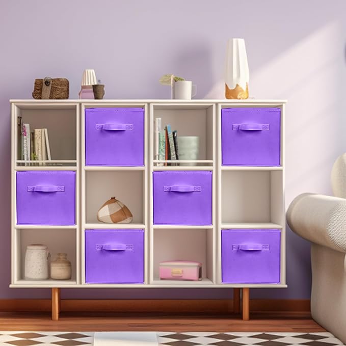 ShellKingdom Storage Bins, Foldable Fabric Storage Cubes And Cloth Storage | Storage Organizer For Closet And Toys, 10.5x10.5x11 INCH, 6 Pack (Violet)