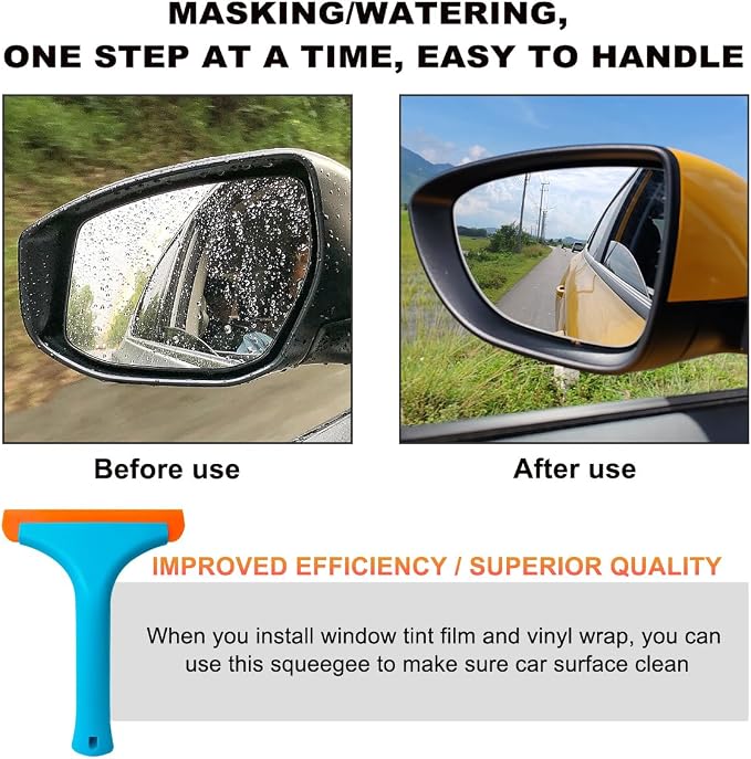 KVAEY 2 PCS Small Silicone Window Squeegee, 5.9 Inch Car Windshield Water Blade Squeegee with Non-Slip Handle, All-Purpose Cleaning Squeegee for Car Windshield, Window, Mirror (Sky Blue)