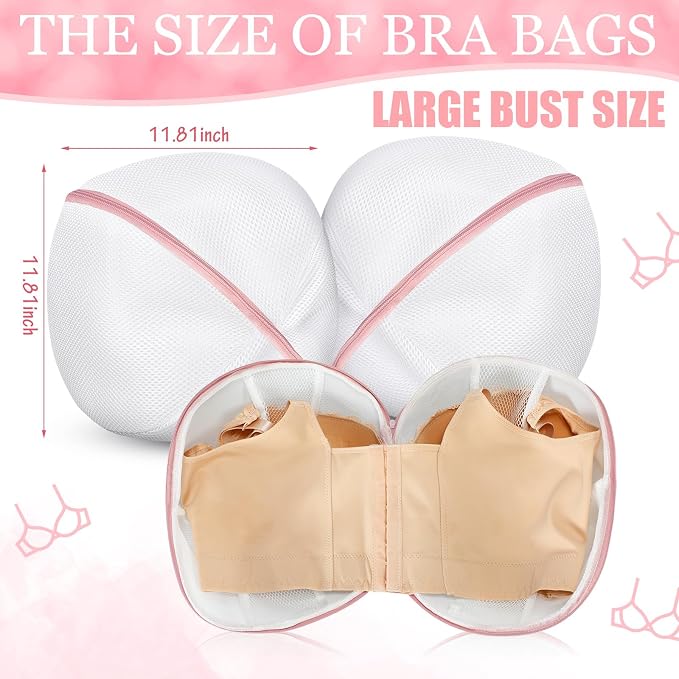 Shappy 6 Pcs Bra Washing Bag for Laundry Storage Women 11.81 Inch Pink | Mesh Wash Lingerie, Zipper Design, Guard Bras Deforming Tearing, Reduce Colors Bleeding, Packing Trip, Comfortable Portable