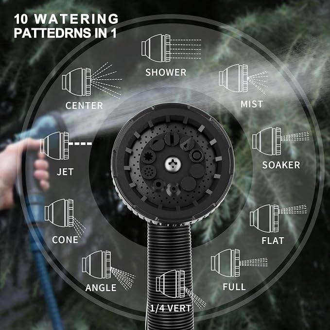 Besiter Garden Hose Nozzle Sprayer: 2 Pack 10 Watering Patterns Spray Nozzles Heavy Duty Hose Head Hose Attachment Bule