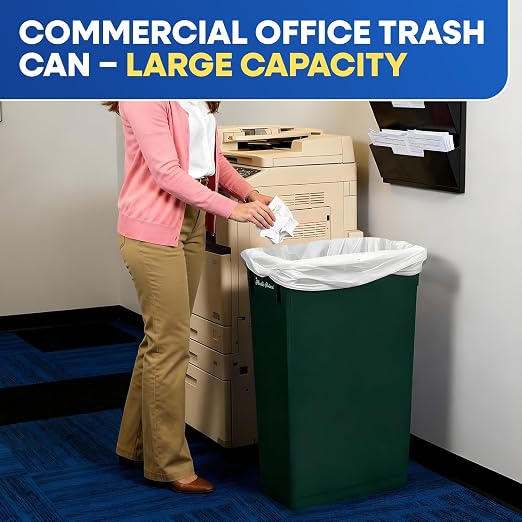 PLASTIC PRINCE 23 Gallon Slim Trash Can Kitchen, Commercial Tall Trash Bin Narrow, Rectangular Slim Jim Skinny Garbage Can for Home Garage Cabinet Restaurant, 6 Pack, Green