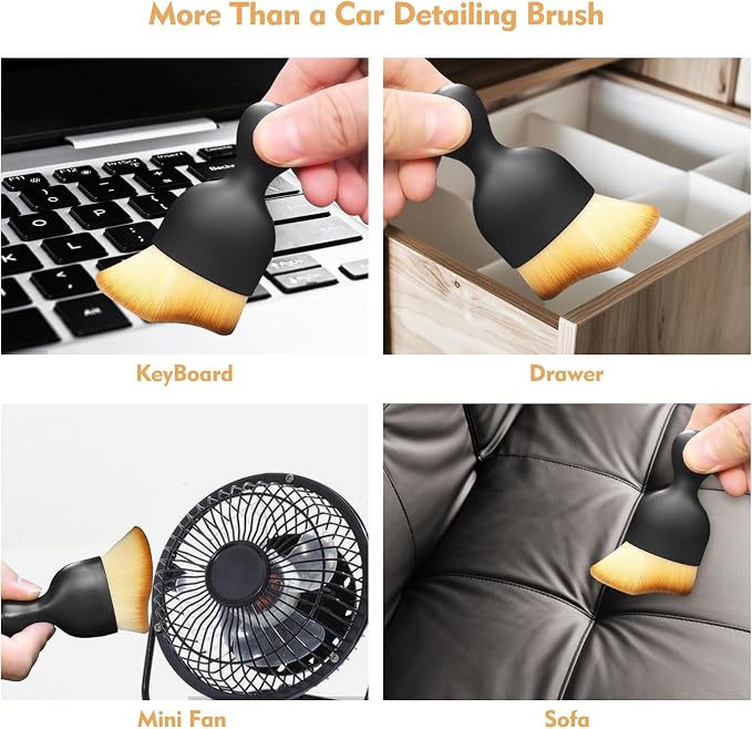 Car Interior Cleaning Brush Car Duster Interior with Ultra Soft Bristles | Auto Detailing Brushes Dusting Car Accessories for Dashboard, AC Vents, Leather, Scratch-Free (1Pack)