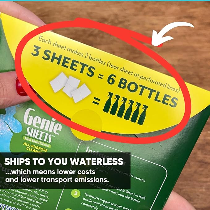 Microfiber Towels and Genie Sheets Concentrate All-Purpose Cleaner & Spray Bottle | Premium Multi-Surface All Purpose Cleaning Cloths | Deep Clean, Polish, Dust | Black 12pk