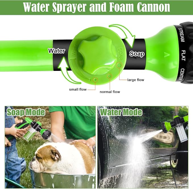 Dog Wash Sprayer Outdoor, 8-in-1 Dog Sprayer Hose Attachment | with Massage Brush and Pet Grooming Comb, Garden Hose Nozzle for Watering Flowers, Car Washing, Pet Bathing