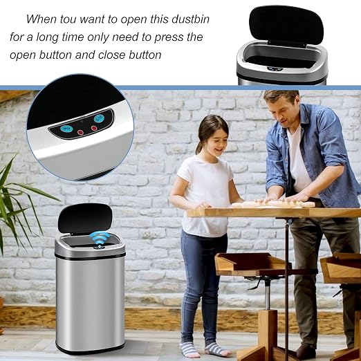 Sensor Can 13 Gallon Kitchen Trash Can with Lid，Motion Sensor Stainless Steel Garbage Bin for Home, Office, Garage，Large Capacity Design，50 Liter