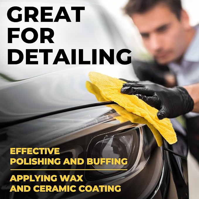 Edgeless Microfiber Car Towels – 6pk(12”x12”) – Soft & Scratch-Free Towels | 540 GSM - Great for Drying, Detailing, Polishing, Buffing - Ultra Absorbent Microfiber Cleaning Cloths for Car