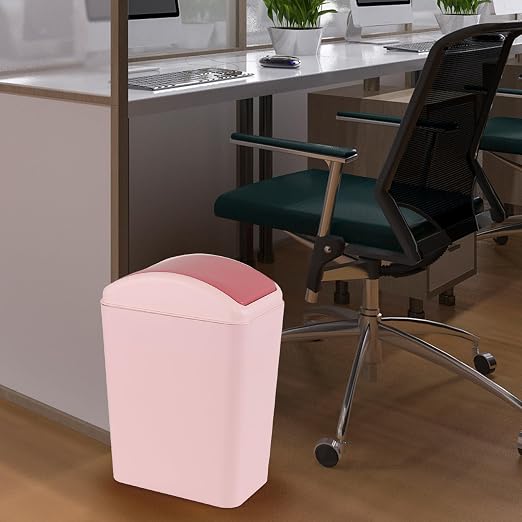 4.5 Gallon Swing Top Garbage Can, Plastic Trash Can with Lid, Pink | High Quality Plastic Material, Swing Lid Design, Ideal for Bathrooms, Bedrooms, Offices