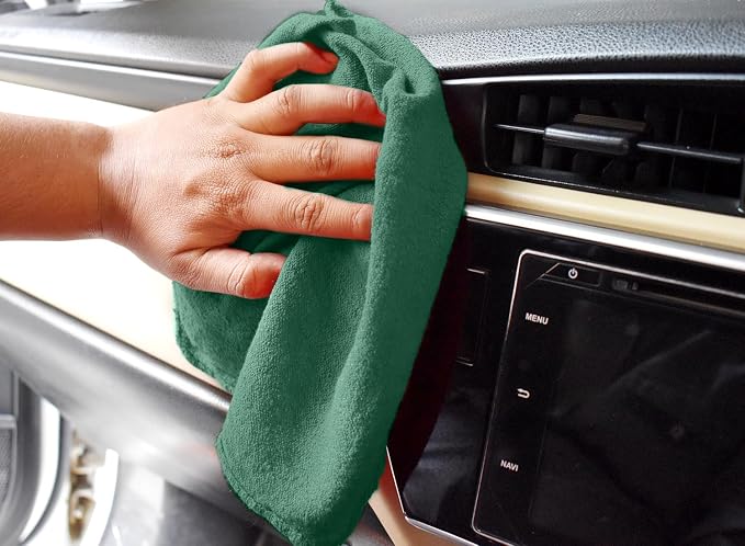 DAN RIVER Shop Towels 12x14 inc 50 Pack Green Terry Cloth Rags | Washcloths for Cleaning Cars & Household Surfaces Well Absorbent, Reusable Cleaning Rags Washable 60% Cotton 40% Polyester