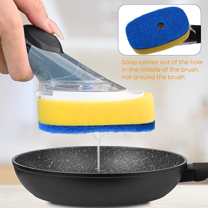 Sponge Brush Refills for OXO Soap Dispensing Dish Brush | 4 Pack Dish Cleaning Soap Dispensing Head Replacement for Scrubber（Blue）