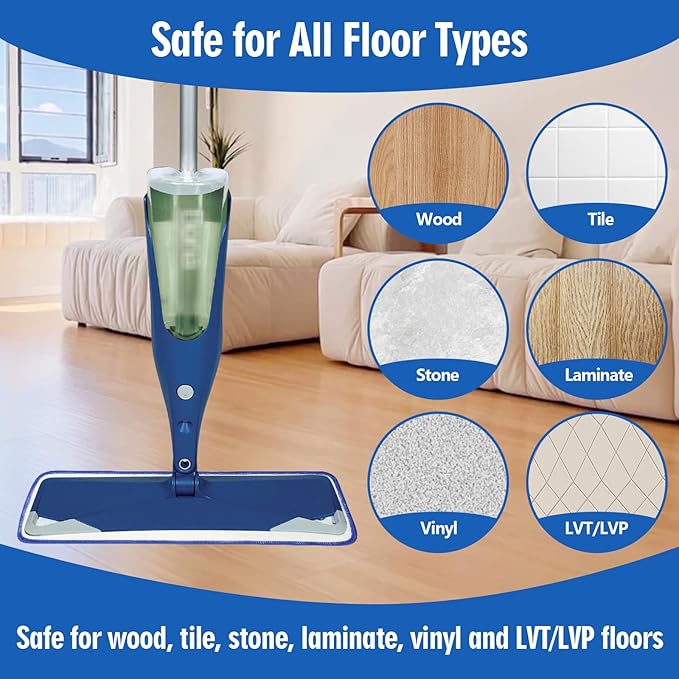 8 Pack Microfiber Cleaning Pads Compatible with Bona Mops, Safe for Hardwood and Hard-Surface Floors, Washable, Reusable