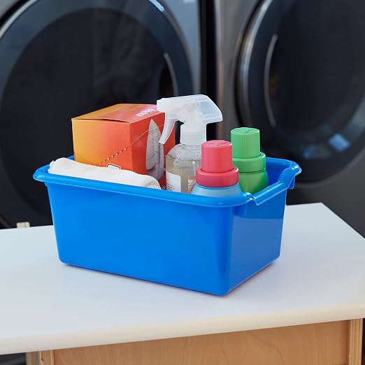 ECR4Kids Scoop Front Storage Bin, Multipurpose Organization, Assorted, 5-Piece | Durable plastic, GREENGUARD Gold Certified, 1.2 gallon capacity, lightweight & nestable, built-in handle, classroom/home use