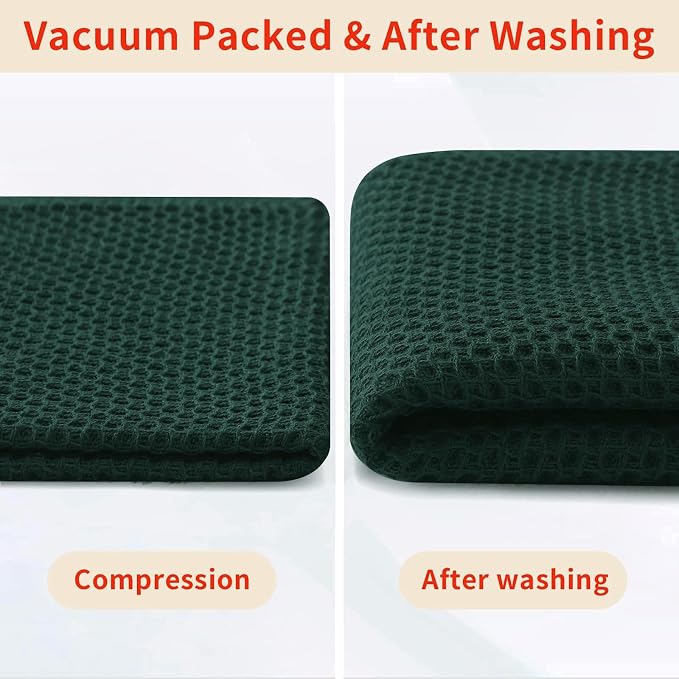 Homaxy 100% Cotton Waffle Weave Kitchen Dish Towels 6-Pack, Blackish Green | 13 x 28 Inches, Ultra Soft Absorbent Dish Towels, Quick Drying Cleaning Towels