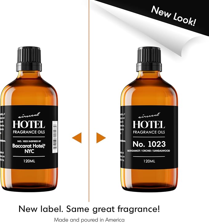 AirScent Hotel Diffuser Oil No. 1023 - Baccarat Hotel Inspired - 120 mL | Bergamot Orchid Sandalwood - Premium Fragrance Oil for Ultrasonic and Waterless Diffusers and Crafting - 4 fl oz Bottle