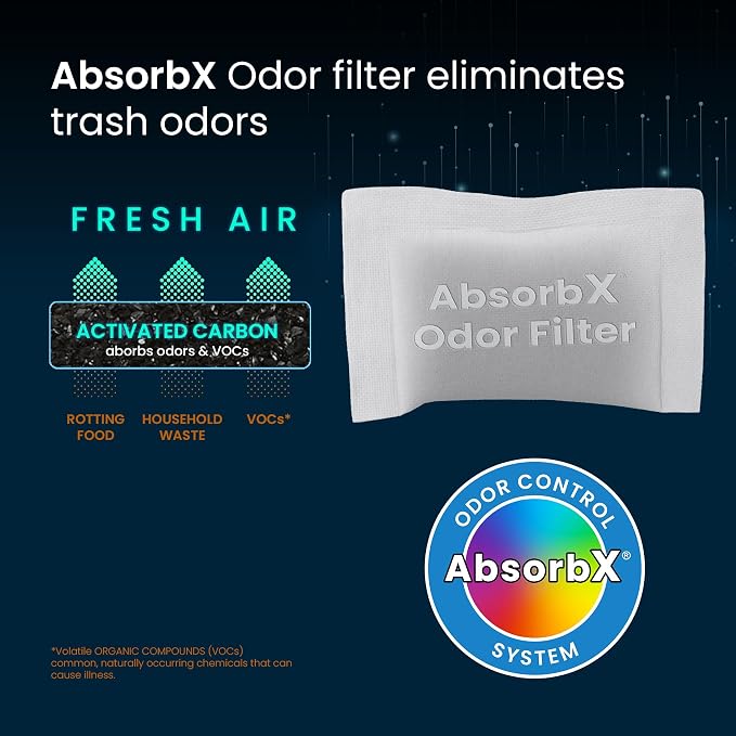 iTouchless AbsorbX 2-Pack Trash Can Odor Filter - Natural Activated Charcoal Deodorizer for Kitchen, Nursery & Office - Fits 8 Gallon & Larger iTouchless Cans