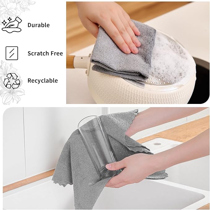 80 Pack Microfiber Cleaning Cloth Roll,Lint Free Rags & Tear Away Reusable Towels Washable Scratch,Ultra Absorbent Dish Rags(12" x 12") for Car Kitchen Home Garage-Dark Gray