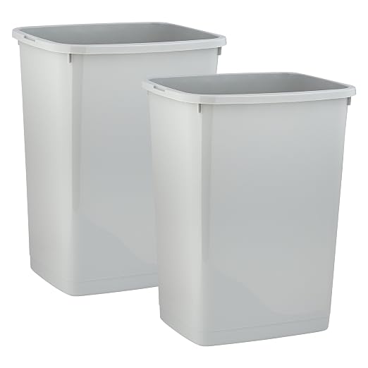 Superio Large Kitchen Trash Can 13 Gallon, 52 Qt Waste Bin for Kitchen, Garage, Indoor and Outdoor Trash Can (2, White Smoke)