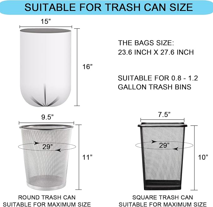 1 Gallon Trash Bags, Clear Wastebasket Liners 120 Count | Extra Small Strong Garbage Bags for Office Home Bathroom Car Desktop