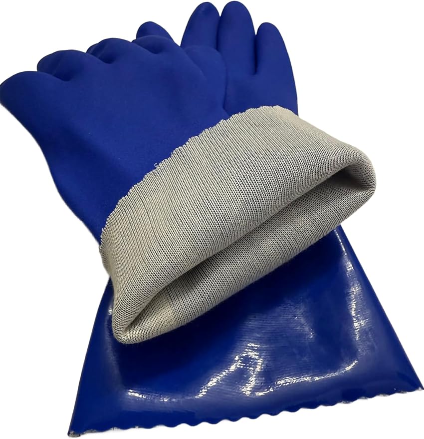 Waterproof PVC Work Gloves – Heavy Duty Textured Grip, Long Cuff PPE for Crabbing, Fishing & Cleaning